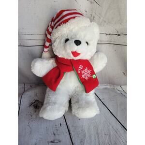SnowFlake Teddy 2019 White Boy Teddy Bear Red Scarf